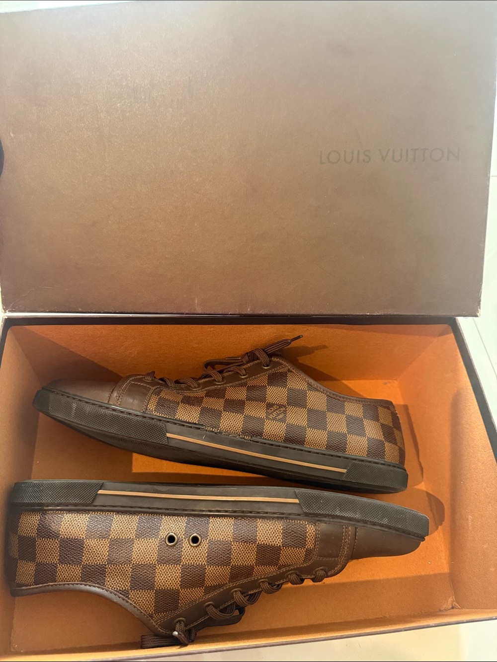 Louis Vuitton Damier Ebene Auteuil Mens LV 10 = US 11 EU 44 Brown Sneaker Italy